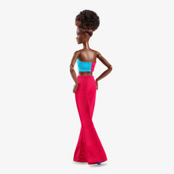 Barbie Looks Κούκλα, Φυσικά Μαύρα Μαλλιά, Χρωματιστό Κοντό Μπλουζάκι