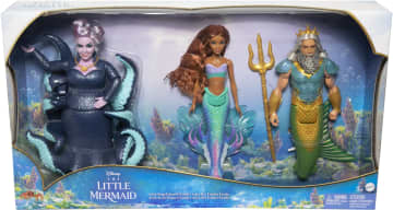 Disney De Kleine Zeemeermin, Ariël, Koning Triton en Ursula modepoppen