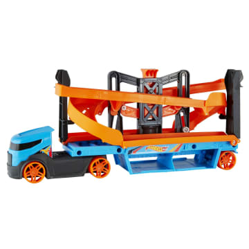 Hot Wheels Lift & Launch Hauler + 10 Cars