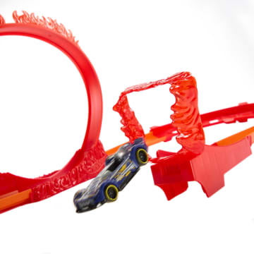 Hot Wheels Baanset en 1 Hot Wheels auto, Track Building set met vuurthema