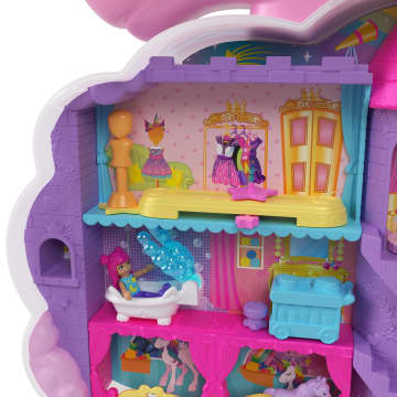 Polly Pocket Jednorożec – Salon Piękności Zestaw Z Głową Jednorożca Do Stylizacji, 2 Mikrolalkami I Ponad 20 Akcesoriami