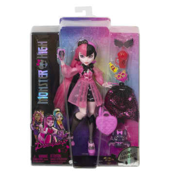 Monster High Κούκλα, Ντρακουλόρα Με Μικρή Νυχτερίδα, Ροζ Και Μαύρα Μαλλιά - Image 6 of 6