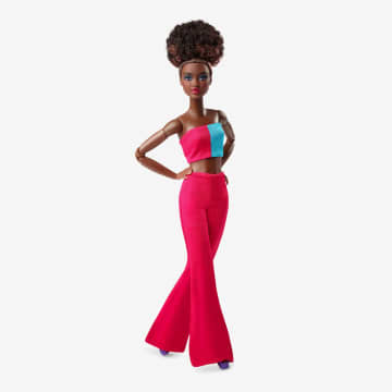 Barbie Looks Κούκλα, Φυσικά Μαύρα Μαλλιά, Χρωματιστό Κοντό Μπλουζάκι