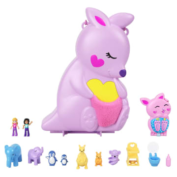Polly Pocket Mini Toys, Wearable Purse Compact Playsets with 2 Dolls