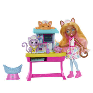 Enchantimals - Poupée Et Coffret Bêtes Citadines Cabinet Du Docteur Chat - Mini Poupée - 4 Ans Et +