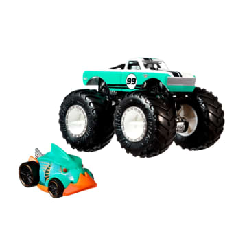 Hot Wheels Monstertrucks, Schaal 1:64, 2-Pack Met Speelgoedvoertuigen, 1 Gegoten Truck En 1 Auto
