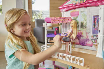 Barbie Dollhouse And Furniture Set With 3 Dolls, Pool And Slide, Refrigerator With Water Feature, Bathtub, Loft Bed, Couch And Accessories - Image 2 of 6