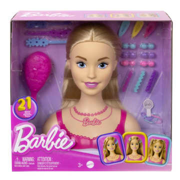 Bambola Barbie Testa Pettinabile, Con Capelli Biondi E 20 Accessori Colorati