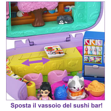 Polly Pocket Gattino Sushi Cofanetto, Playset Con 2 Bambole E 12 Accessori