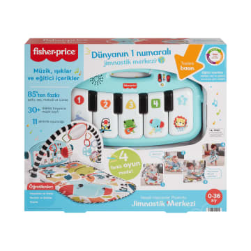 Türkçe Dil Destekli Mavi Fisher-Price Neşeli Hayvanlar Piyanolu Jimnastik Merkezi, Müzikli Eğitici Oyuncak Ve Oyun Matı