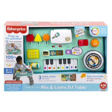Fisher-Price Leerplezier Mixen En Leren Dj-Tafel, Muzikaal Educatief Speelgoed Voor Baby En Peuter, Meertalige Versie
