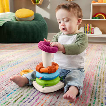 Devrilmez Tabanlı Fisher-Price Duyusal Gelişimi Destekleyen Renkli Halkalar, Bebekler Için Ince Motor Becerilerini Geliştiren Aktiviteler - Image 2 of 6
