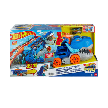 Hot Wheels City Ultieme Vrachtwagen, Transformeert In Een T-Rex Met Racebaan, Opbergplek Voor Meer Dan 20 Auto'S