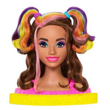 Busto Para Peinar Barbie Totally Hair Exclusivo, Barbie Con Pelo Ondulado, Castaño Y Multicolor