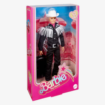 Barbie Le Film Poupée Ken À Collectionner Inspirée Du Film Barbie, Avec Tenue Noire À Franges Blanches, Chapeau Et Bottes De Cowboy De Couleur Blanche Et Bandana Rose - Imagen 14 de 15