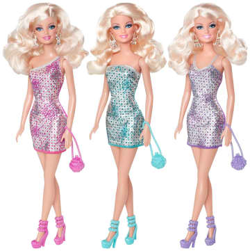 Barbie Glitz Bambole Con Abiti, Scarpe E Braccialetto Scintillanti