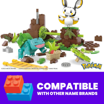 Mega Pokémon Emolga And Bulbasaur's Charming Woods Building Toy Kit (194 Pieces) For Kids - Image 4 of 6