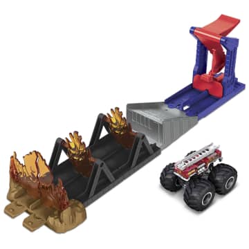 Hot Wheels Monster Trucks Fire Through Playset