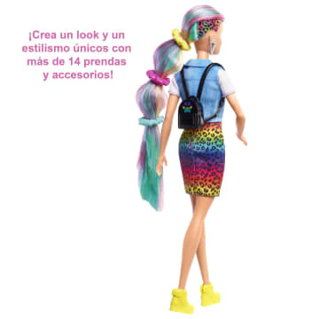 Barbie Mechas arcoíris y estilo leopardo Muñeca