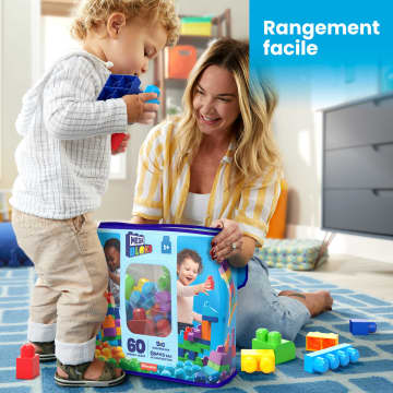 Mega Bloks - Sac 60 Blocks Bleu - Jouet De Construction - 1 An Et +