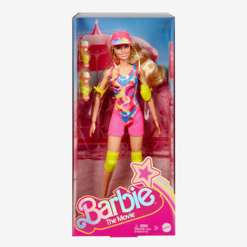 Barbie Le Film Poupée Barbie Du Film Poupée Patineuse Margot Robbie Incarne Barbie Vêtue D’Un Justaucorps, D’Un Cycliste Et De Rollers, Poupée De Collection