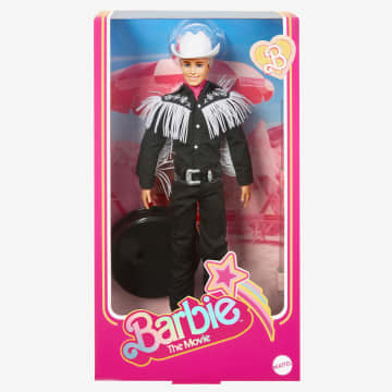 Barbie Le Film Poupée Ken À Collectionner Inspirée Du Film Barbie, Avec Tenue Noire À Franges Blanches, Chapeau Et Bottes De Cowboy De Couleur Blanche Et Bandana Rose - Imagen 13 de 15