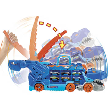 Hot Wheels City Ultieme Vrachtwagen, Transformeert In Een T-Rex Met Racebaan, Opbergplek Voor Meer Dan 20 Auto'S