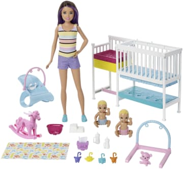 Muñecas y conjunto Nap ‘n' Nurture Nursery de Skipper Canguro de bebés de Barbie