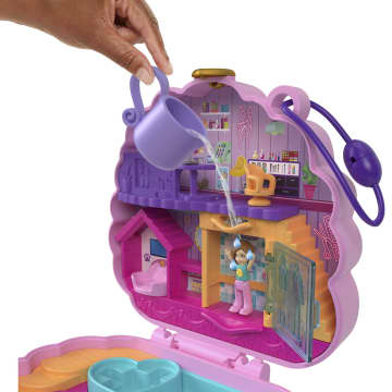 Polly Pocket Compacte speelset Poedels verzorgen en vertroetelen, met 2 micropoppen, 12 accessoires en 5 functies
