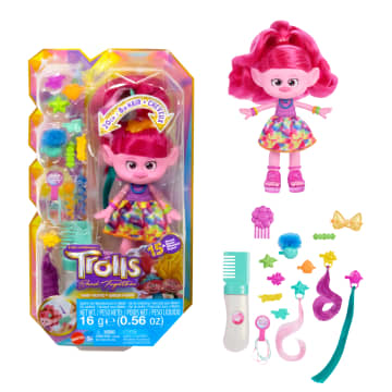Dreamworks Trolls Band Together Κούκλα Βασίλισσα Πόπη Και 15+ Αξεσουάρ Μαλλιών
