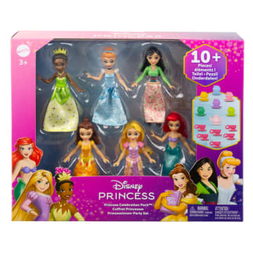 Disney Princess Toys, 6 Small Dolls And Accessories