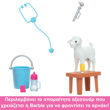 Barbie Κτηνίατρος 65 Χρόνια & 10 Αξεσουάρ Με Αρνάκι Που Κουνάει Τα Αυτάκια