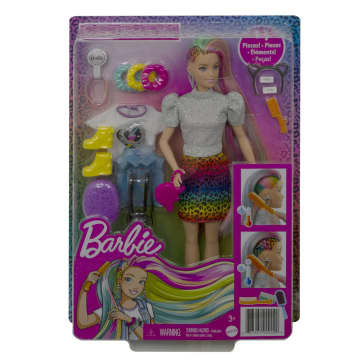 Barbie Mechas arcoíris y estilo leopardo Muñeca