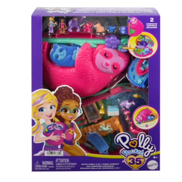 Polly Pocket Dolls And Playset, Travel Toys, Sloth Family 2-In-1 Purse Compact - Image 6 of 6