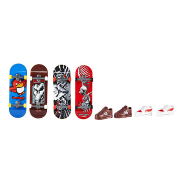 Hot Wheels - Skate - Assortiment Coffret De 4 Finger Skates Et Chaussures Tony Hawk - 3 Ans Et +