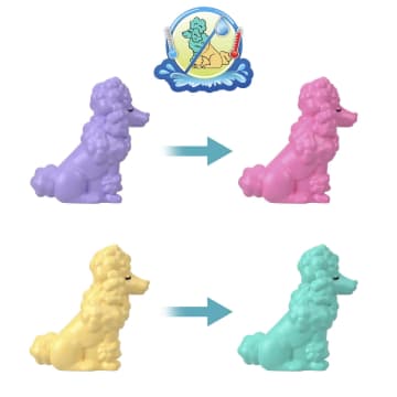 Polly Pocket Compacte speelset Poedels verzorgen en vertroetelen, met 2 micropoppen, 12 accessoires en 5 functies