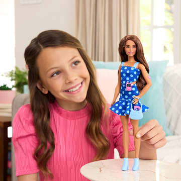 barbie fashionista doll polka dot dress Barbie Fashionistas Doll #160 Polka Dot Orange Dress, Dark Hair #S3