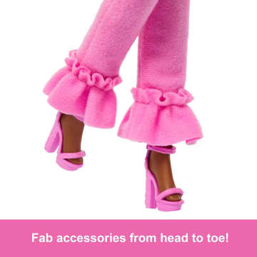 Barbie Deluxe Style Doll #4 in Soft Pink Jumpsuit, Pink And Brown Braided Hair - Imagen 4 de 6