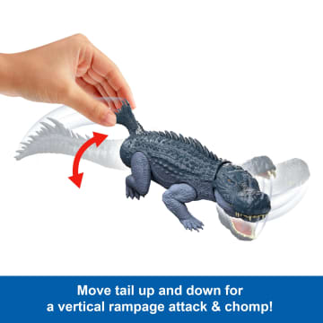 Jurassic World Rebirth Gigantic Thrashers Purussaurus Dinosaur Figure Toy, Tail Activated Attack - Imagen 3 de 6