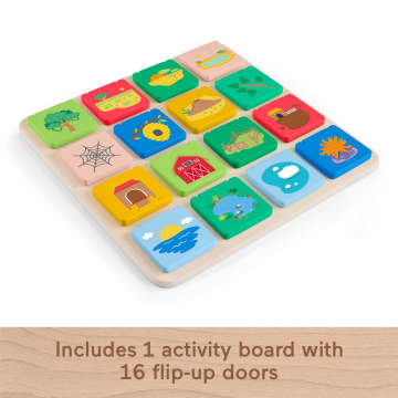 Fisher-Price Wooden Flip & Reveal Busy Activity Board, Learning Toy For Preschool Kids