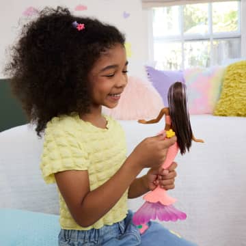 Barbie Flower Magic Mermaid Toy Doll With Surprise Blooming Flowers Feature & Pearl Headband Accessory - Image 2 of 6
