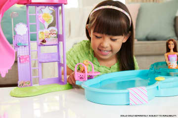 Barbie Dream Pool Playset With Slide & Bubbling Hot Tub, 20+ Accessories Including Pet, Floaties & More - Image 2 of 6