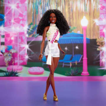 Barbie The Movie President Collectible Doll, Issa Rae As President Barbie Wearing Shimmery White  Blouse & Short Set