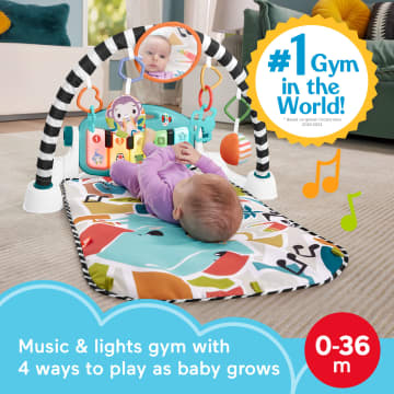 Fisher-Price Glow And Grow Kick & Play Piano Gym Baby Playmat With Musical Learning Toy, Blue