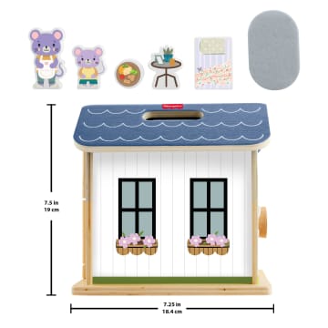 Fisher-Price Wooden On-The-Go Play House Dollhouse With 6 Play Pieces For Preschool Kids - Image 6 of 6