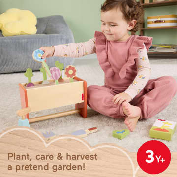 Fisher-Price Tiny Garden Wooden Garden Caddy Pretend Play Set With Tools For Kids, 12 Wood Pieces - Image 2 of 6