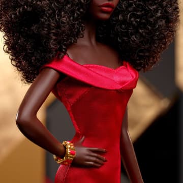 Barbie Signature Collectible Doll in Red Gown, 45Th Anniversary Black Barbie By Kitty Black Perkins - Imagem 4 de 6