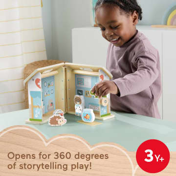 Fisher-Price Wooden On-The-Go Pet Animal Hospital With 6 Play Pieces For Preschool Kids