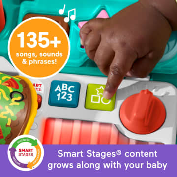 Fisher-Price Laugh & Learn 4-In-1 Snack Cart Push Walker Baby & Toddler Learning Toy, 14 Play Pieces, Multilanguage Version - Imagem 3 de 6