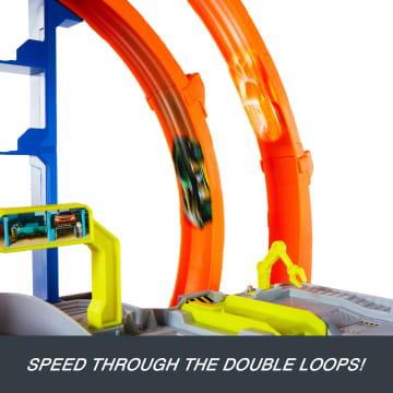 Hot Wheels MEGA Loop Garage Playset With 1 Die-Cast Toy Car & 1 Toy Helicopter in 1:64 Scale
